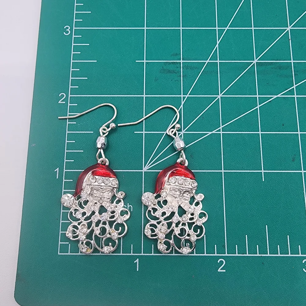 Holiday Bundle with Snowmen and Santa Earrings, Plus Sparkle Reindeer Brooch